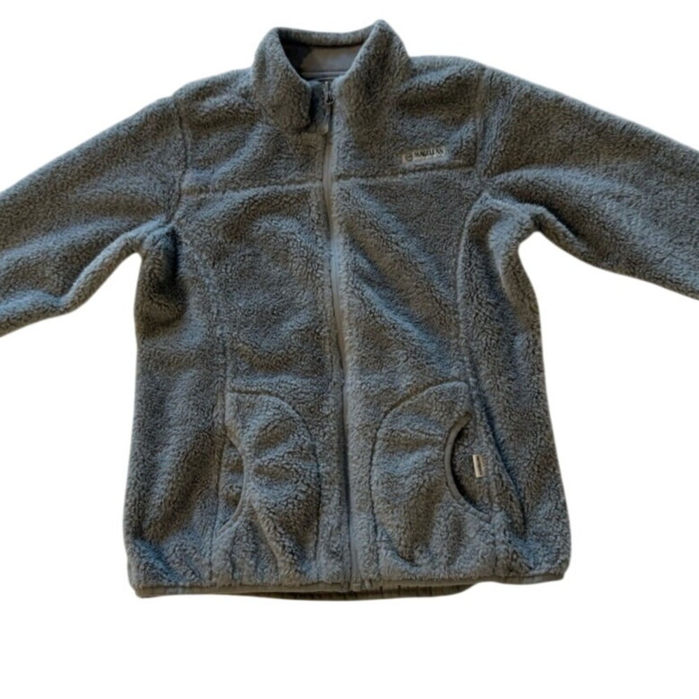 Magellan Outdoors Fleece Jacket Girls L‎ 12-14 Gray Excellent Full Zip Fuzzy